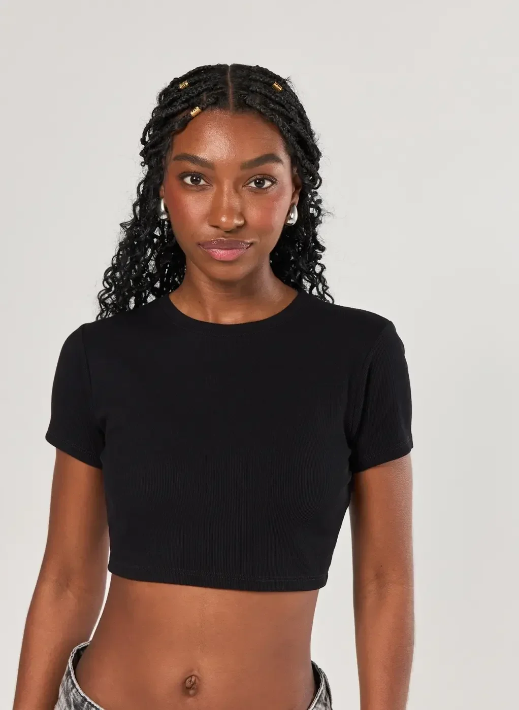 blusa básica cropped preto