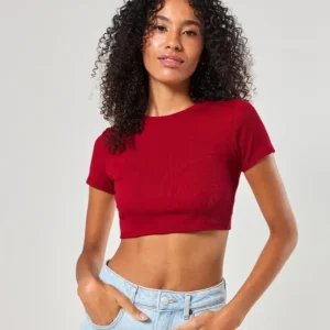 blusa básica cropped vermelho
